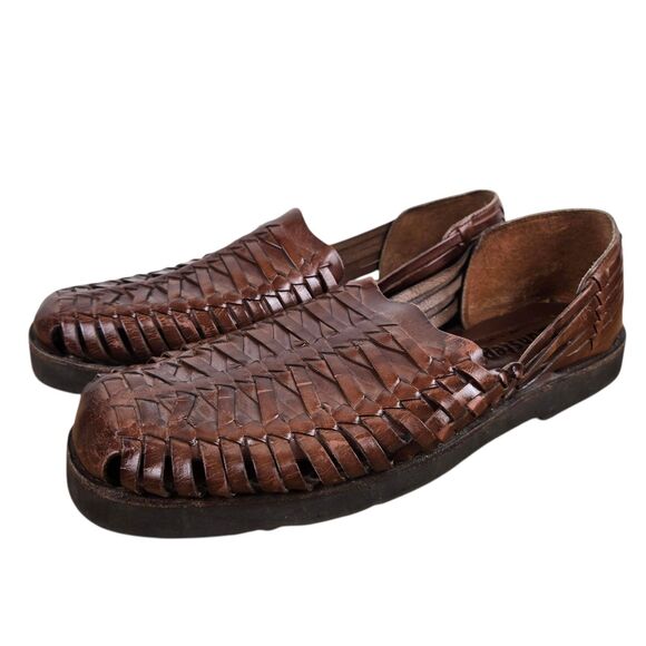 Sunsteps Fisherman Huarache Sandals Men's Sz 10 Brown Hand Woven Weave - Picture 2 of 11